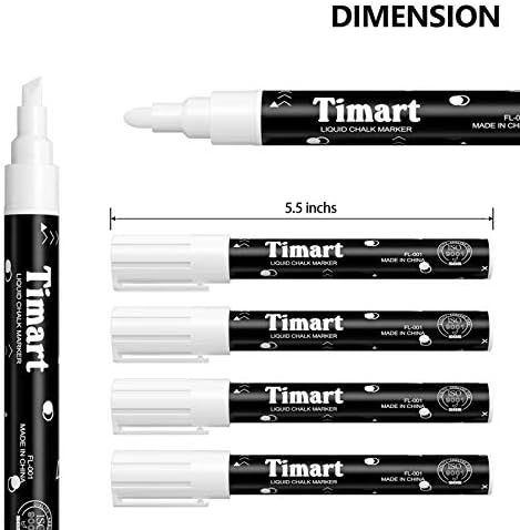 Timart 8 Pack White Chalk Markers, 6mm Liquid Chalk Markers