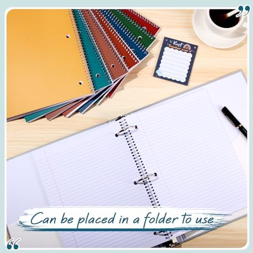 Teling 8 Pcs 1 Subject Spiral Notebook for Work College Ruled 8 x 10 1/2 Inch Spiral Journal Notebook 3 Hole Punched Paper Tear Line 70 Sheets Office School Study Supplies(Stylish Color,8 Pcs)
