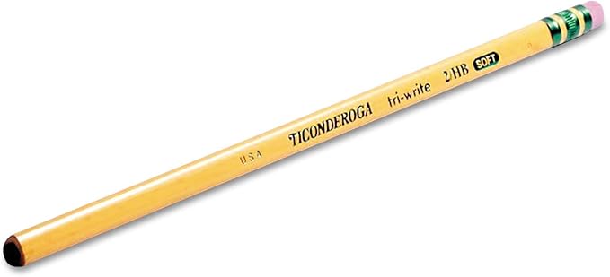 Ticonderoga Tri-Write Wood-Cased Pencils, 2HB Soft, Yellow, 12 Count