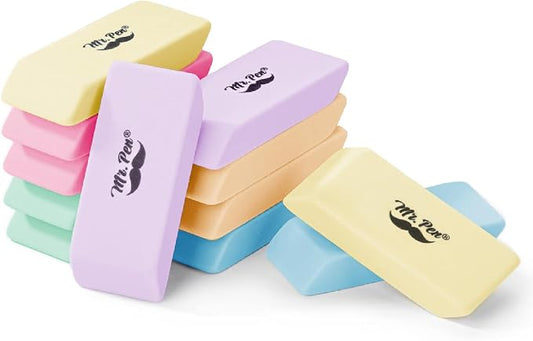 Mr. Pen- Pencil Eraser, 12 Pack, Pastel Colors
