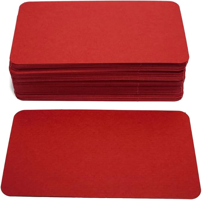 PPAPPAPPIYO 3.5x2 rounded corner index cards180gsm Thick Cardstock, Blank Colored Flash Cards for Study, Notes, Business Cards & Labels, Small Notecards 100 Pack (red)