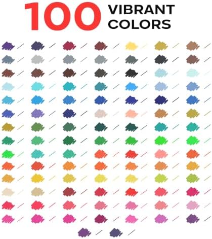 100 Watercolor Markers Set | Water Color Pens with Brush & Fineliner, Water-Based Art Markers | Dual Tip Markers for Adult Coloring, Lettering, Calligraphy, Sketching, Journaling & Illustration