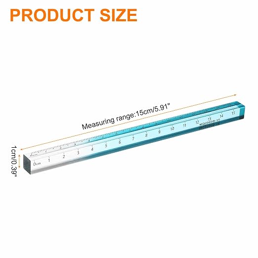 HARFINGTON Acrylic Clear Straight Rulers 15cm Metric Transparent Gradient Three-Dimensional Plastic Ruler Square Cube Measuring Tool for Classroom Office, Sky Blue