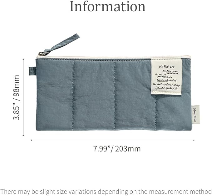 Monolike Archive247 Cushion Pencil Case, 02. Indie Blue - Pencil Pouch, Portable Pencil Bag, Pencil Case, Office Pouch case, Cushion, Soft, Vintage