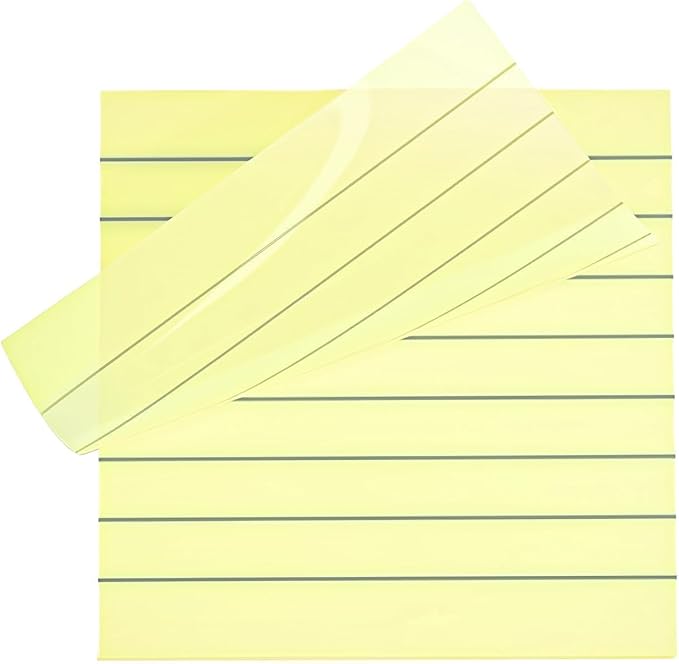 2 Pads, 100 Sheets, Clear Transparent Lined Sticky Notes 3x3 Inches, Self-Stick Notes, See Through Translucent, Easy to Post, Study Supplies, Office Products, Reusable, Waterproof, Light Yellow