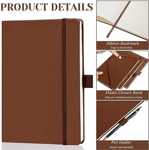 Laumoi 14 Pack Hardcover Lined Journal Notebooks Bulk,Brown,A5