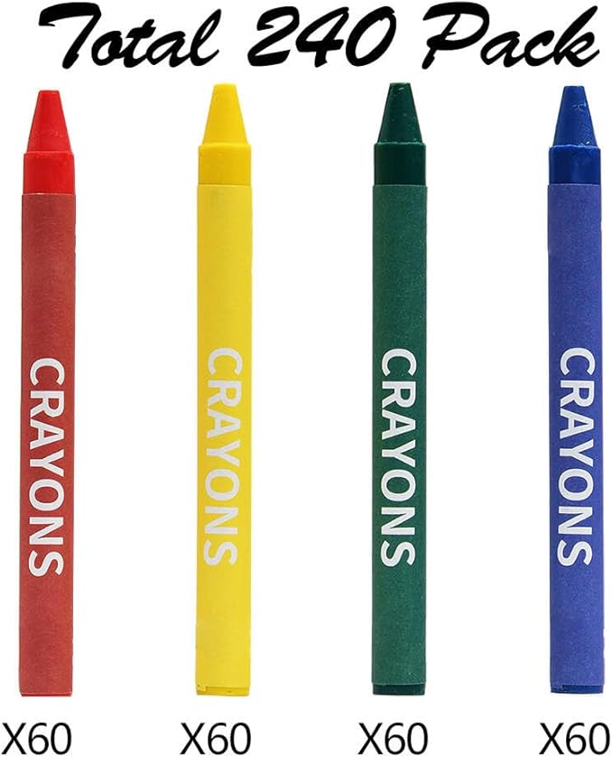 Madisi Crayons Bulk Pack, Regular Size, 4 Colors, 120 Packs, 240 Count