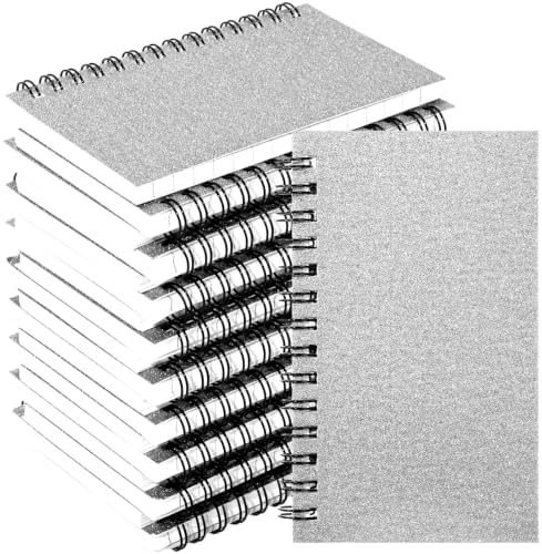 Jutom 18 Pcs Small Spiral Notebook Memo Pad 3x5, Glitter Sliver