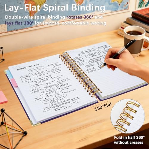 Hardcover Spiral Notebook with Tabs & Dividers, 8"x10" 5 Subject