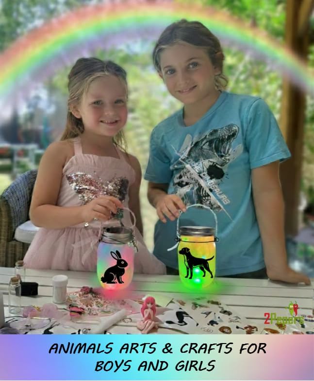 2Pepers DIY Zoo Animal Toy Night Light Art and Craft Kit for Kids Ages 3-12 Years, Animal Gift for Boys & Girls Birthday Present, Safari STEM Project Set, Jungle Sensory Bin Bedroom Decor Activity