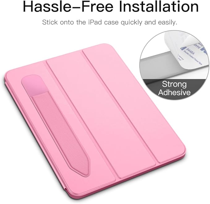MoKo Pencil Holder Sticker Fit Apple Pencil Pro/ (USB-C)/ 1st/ 2nd Generation, Elastic Pencil Pocket Pouch Adhesive Sleeve Attached to iPad Case for Stylus Pens, 2 Pieces Flowers Pink