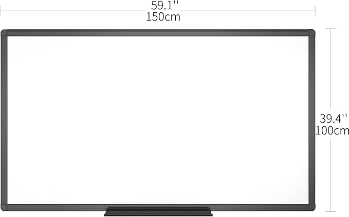 VIZ-PRO Magnetic Dry Erase White Board, 60 X 40 Inches, Black Aluminium Frame
