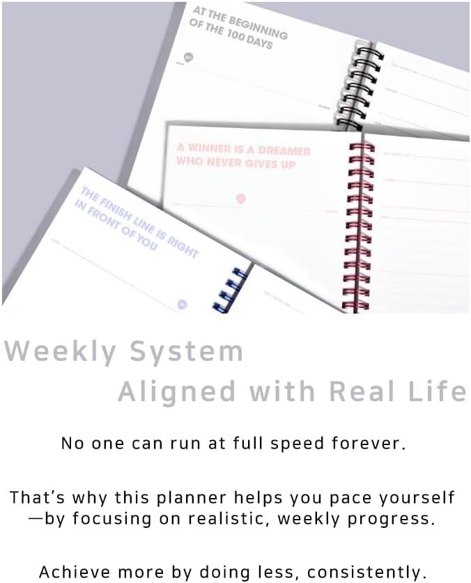 MOTEMOTE 10-Minute Planner 100 DAYS – Study Planner, Time-Blocking Productivity Journal, Spiral-Bound, Color Chip Edition (White)