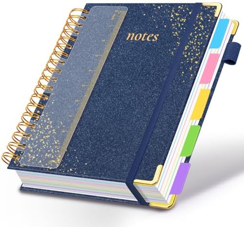 Hardcover Spiral Notebook with Tabs & Dividers, 8.5"x11" 5 Subject
