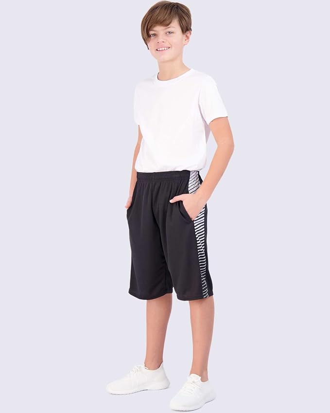 Real Essentials 5 Pack: Boys' Mesh Basketball Athletic Shorts with Pockets – Teen Kids Youth Quick Dry Soccer Running Gym