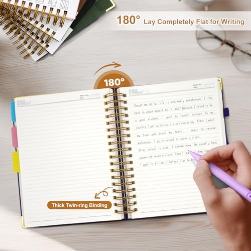 Hardcover Spiral Notebook Journal with Removable Dividers Tabs
