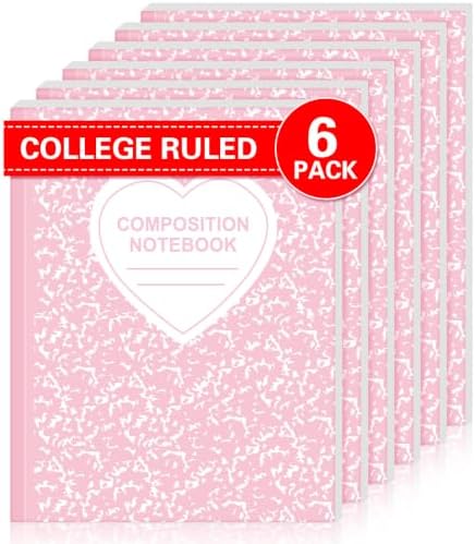 Tenceur 6 Pcs Composition Notebooks College Ruled Pink Marble