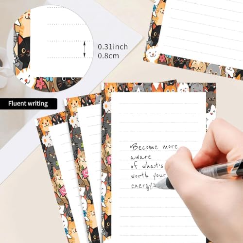 2 Pack Lined Sticky Notes 4x6 in, Cute Self-Stick Notepads with Lines, Large Memo Pads Strong Adhesive for Office, Home Colorful Cute Cats