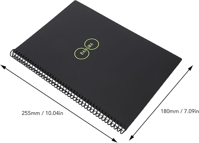 Reusable Smart Notebook, Spiral Binding Water Proof Cover with 30 Sheets Horizontal Line Dot Pages, Notebook Office Products for Note Taking Brainstorming