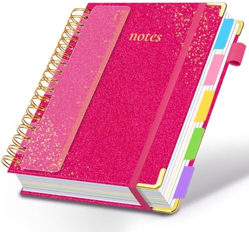 Hardcover Spiral Notebook with Tabs & Dividers, 8.5"x11" 5 Subject