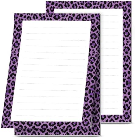 2 Pack Lined Sticky Notes 4x6 in, Cute Self-Stick Notepads with Lines, Large Memo Pads Strong Adhesive for Office, Home Purple Cute Leopard
