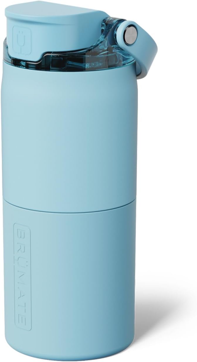 BrüMate Rise 18oz Water Bottle with Covered Silicone Straw | 100% Leakproof Insulated Kids Water Bottle | Cup Holder Friendly Base | 18oz (Glacier)