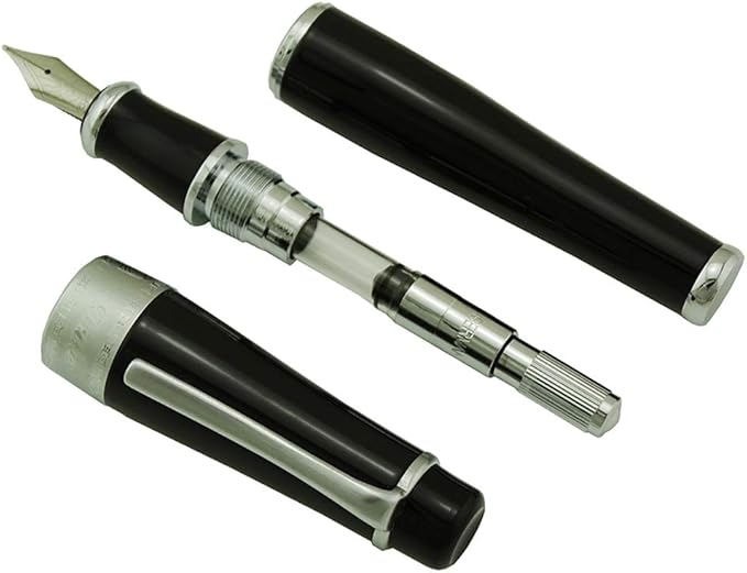 Asvine Duke Charlie Chaplin Fountain Pen Fine Nib, Unique Design Collection Black Heavy Pen with Pouch