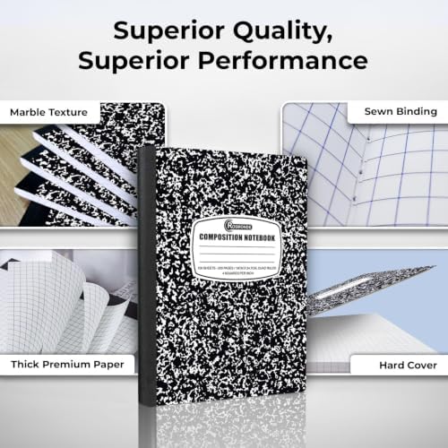 Rosmonde 100 Pack Bulk Graph Paper Composition Notebook, 100 Sheets