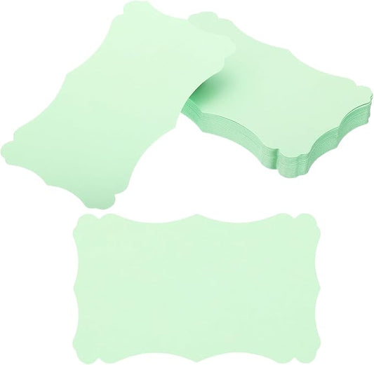 PATIKIL 3"x5" Blank Paper Business Cards, 50 Pack Small Index Flash Cards Words Message Note Card Mini Paper Tags Lace for DIY Gift, Light Green