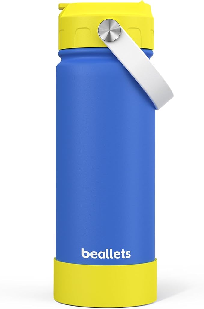 18oz Kids Insulated Water Bottle, Straw Cup | DIY Stickers, BPA-Free, 316 Stainless Steel, Silicone Boot, Keeps Cold 24h, Leak-proof, School, Sports