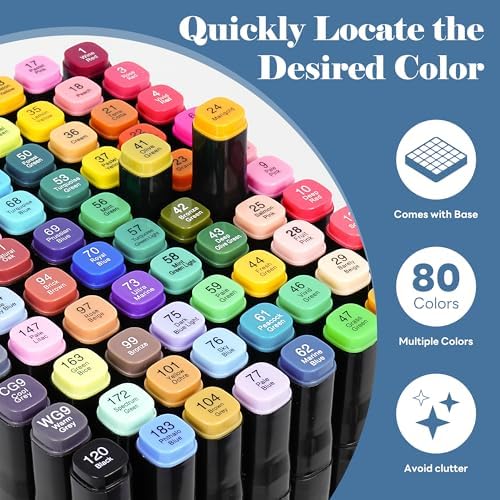 Alcohol Markers Dual Tip Art - 80 Colors Alcohol Based