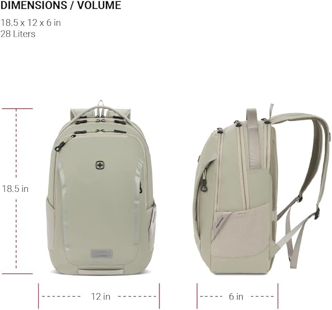 SwissGear Shield Laptop Backpack, Sage Gray, 18.5"x12"x6"