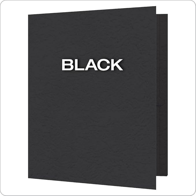 Oxford Two-Pocket Folders with Fasteners | Black | Letter Size | 25 per Box, Pack of 5