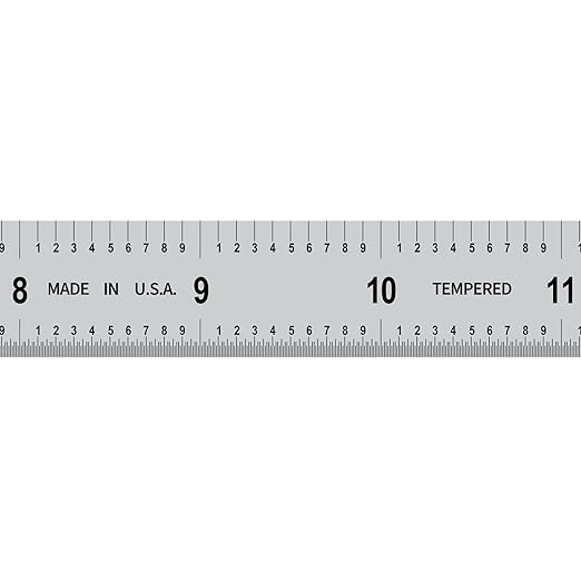 PEC Tools Metal Ruler, Machinist Rule with Satin Chrome Finish, Decimal/Metric Graduation (1/10", 1/100", 1mm, 0.5mm), 18"/450mm Flexible Steel Ruler, Trusted by Professionals, Made in USA