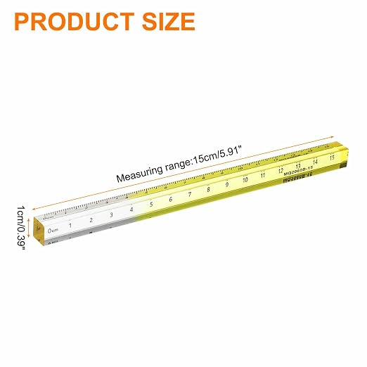 HARFINGTON Acrylic Clear Straight Rulers 15cm Metric Transparent Gradient Three-Dimensional Plastic Ruler Square Cube Measuring Tool for Classroom Office, Yellow