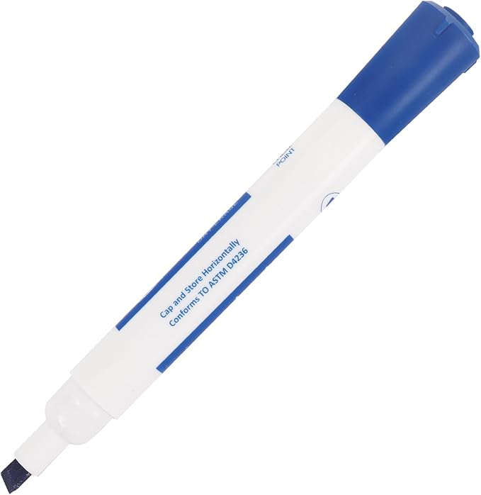 Amazon Basics Dry Erase Whiteboard Markers, Chisel Tip, Low-Odor, Blue, 24-Pack, For Drawing, Sketching and Writing
