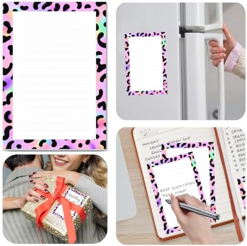 2 Pack Lined Sticky Notes 4x6 in, Cute Self-Stick Notepads with Lines, Large Memo Pads Strong Adhesive for Office, Home Colorful Funny Leopard