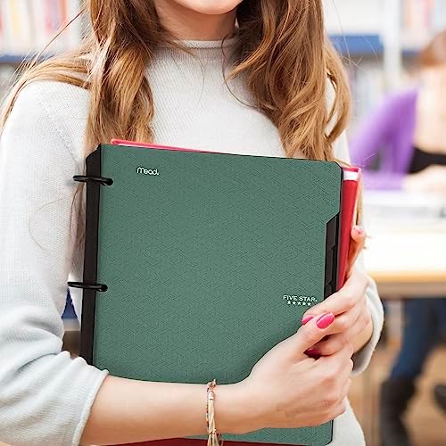 Five Star Flex Refillable Notebook + Study App, College Ruled Paper and 1-1/2 Inch TechLock Ring Binder with Pockets, Tabs and Dividers, 300 Sheet Capacity, Seaglass Green (29324AQ8) (Pack of 6)