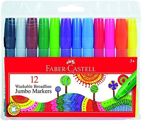 Faber-Castell Jumbo Broad Line Markers - 12 Colored Markers - Non-Toxic Supplies for Kids | Summer Craft Supplies