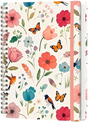 A5 Lined Spiral Journal Notebook, 146 Pages Hardcover Notebook with 100 GSM Thick Paper, Inner Pocket & Elastic Closure, 5.7" x 7.9", Notebooks for Work, School, College, Office, Journaling & Note Taking