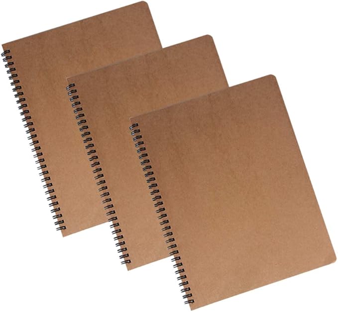 zmybcpack 3 Pack Spiral Journal Notebook Blank Sketch Notebooks for Travelers, College Students, Subject Notebooks Planner - 8 x 10.5 inch, 60 Unlined Perforated Sheets/120 Pages