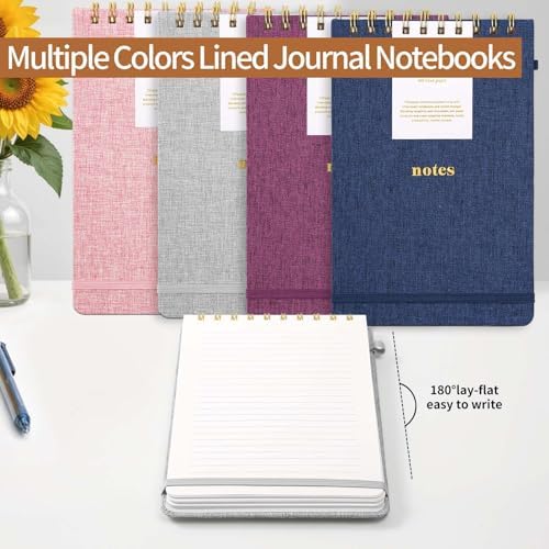 A5 Lined Journal Notebook, Fabric Hardcover, 3 Pack