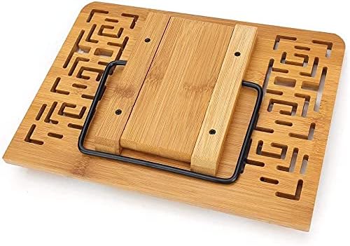 Foldable Bamboo Wood Book Stand Desktop Reading Holder Cookbook Stand Portable Laptop Table