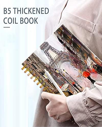 iampanda Spiral Journal Notebook,Strong Twin-Wire Binding with Premium Paper for Girl Women,60 Sheets A5 College Ruled Notebook/Journal,Perfect for School Office Home Gifts,Paris Street Art Painting
