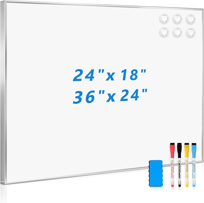 Large White Board, 36" x 24", Magnetic Dry Erase Board, Wall Hanging, for Home Office School, Silver Aluminum Frame