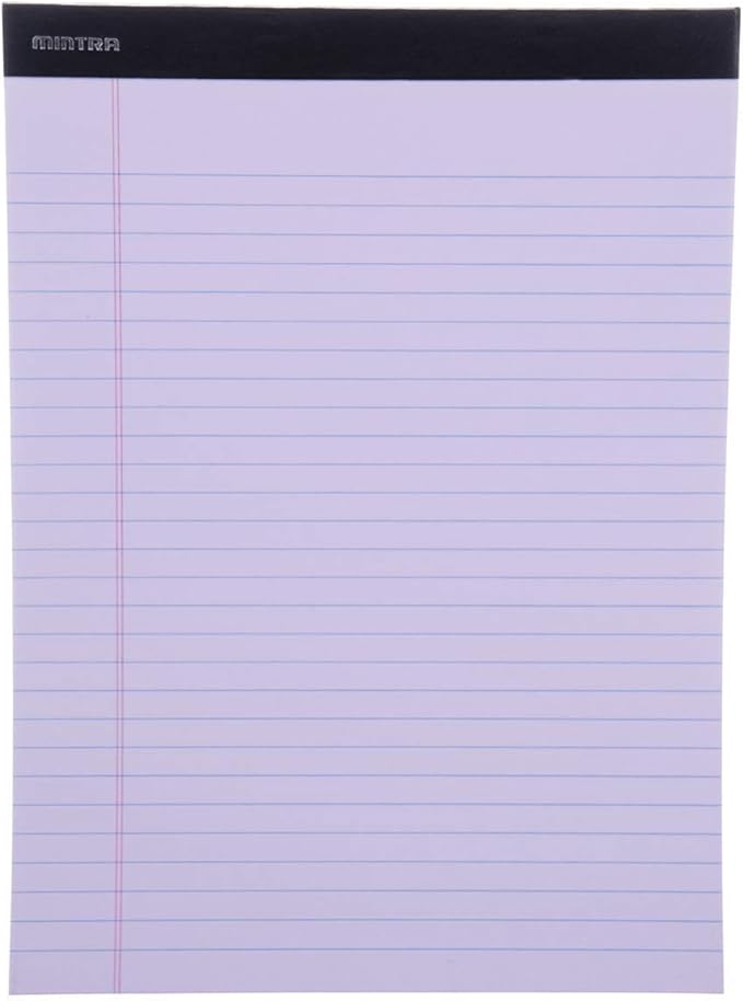 Mintra Office Colorful Legal Pads - Includes 2 Blue, 2 Pink, and, 2 Green Writing Pads, Micro Perforated Lined Sheets, Ideal for Professional & Personal Use, 8.5"x11" Wide Ruled, 6 pack Basic Pastel