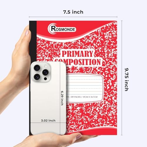Rosmonde 100 Pack Bulk Composition Notebooks, Primary Ruled, Color Marbles