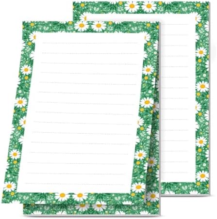 2 Pack Lined Sticky Notes 4x6 in, Cute Self-Stick Notepads with Lines, Large Memo Pads Strong Adhesive for Office, Home Green Cute Daisy