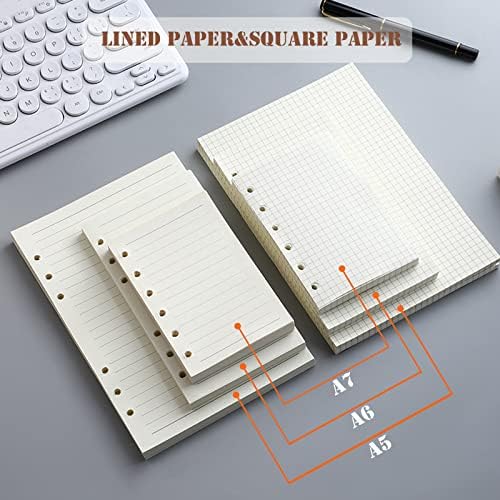 DY.2ten A7 Binder Notebook Refills - 270 Pages Graph Paper + 2 Zipper Binder Pockets + 5 Dividers + Ruler