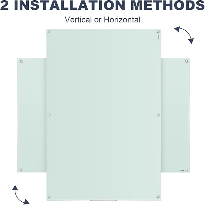 Magnetic Glass Whiteboard, 72 x 48 Inches Glass Dry Erase Board Large White Board for Wall, 6x4 Feet Frameless Whiteboard for Office School Home Classroom